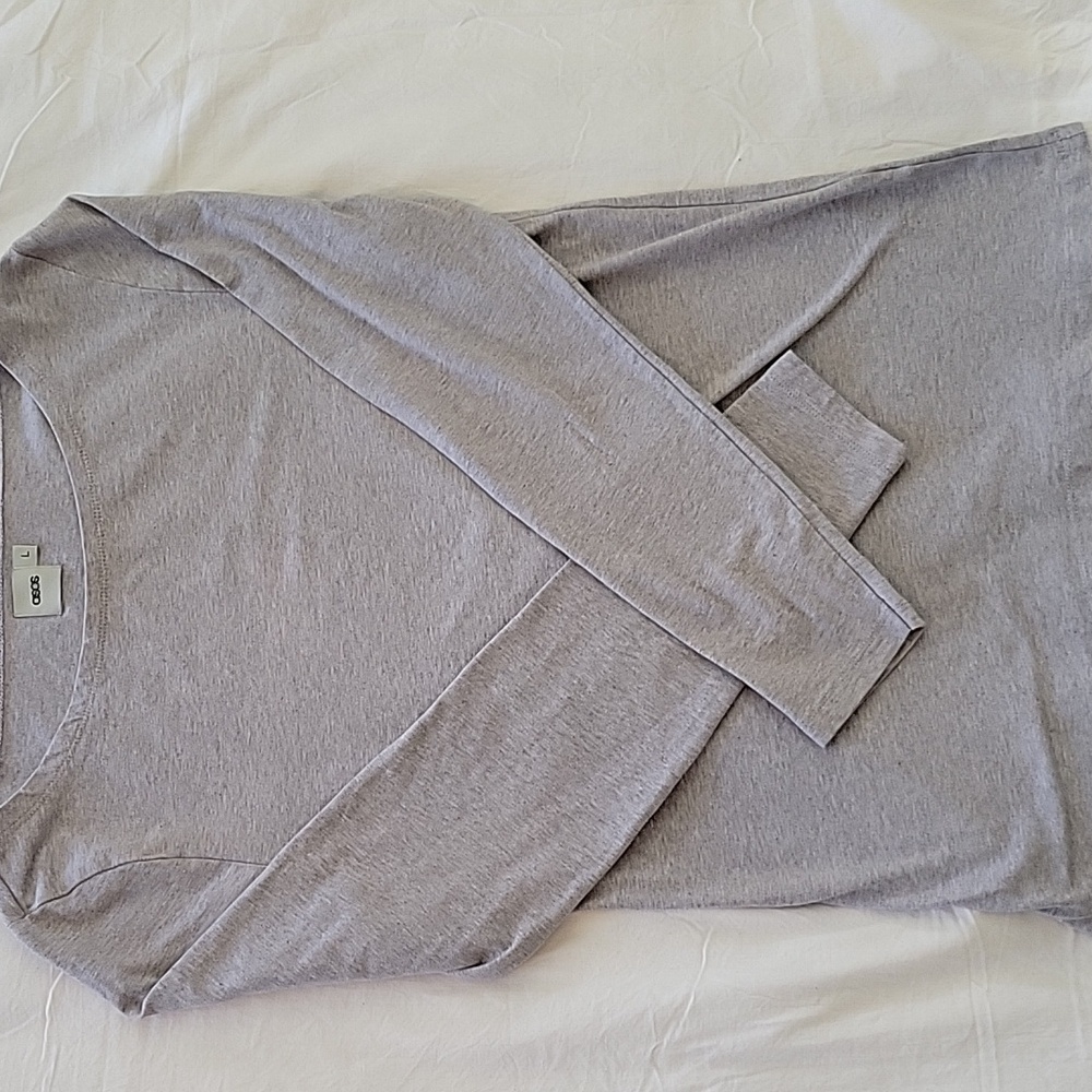 ASOS DESIGN Mens Gray Long Sleeve T Shirt Top Size L